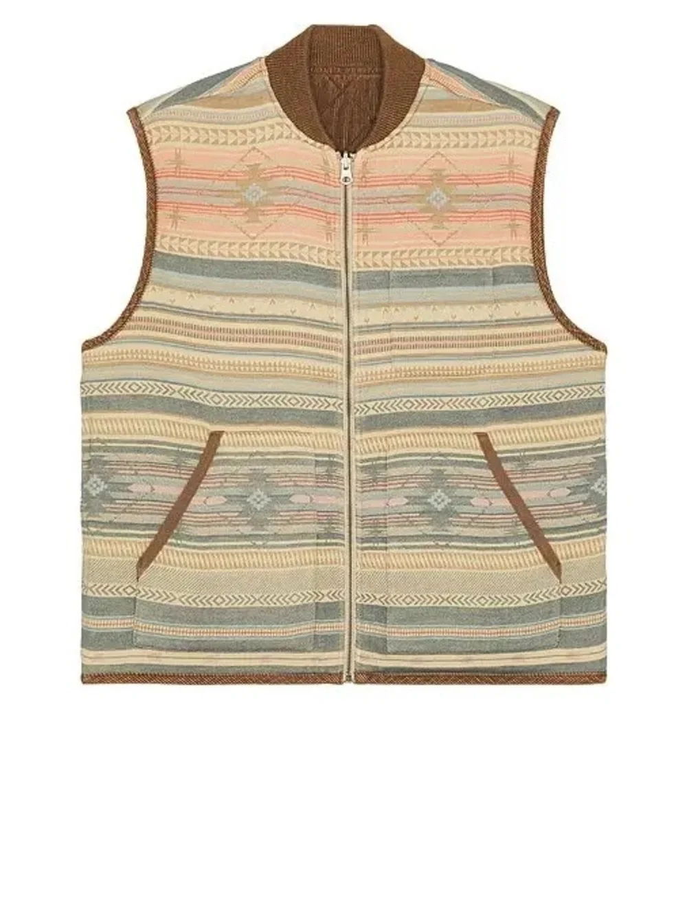 Faherty Men’s Large Reversible Quilted Corduroy & Aztec Cloth Vest Western Trad